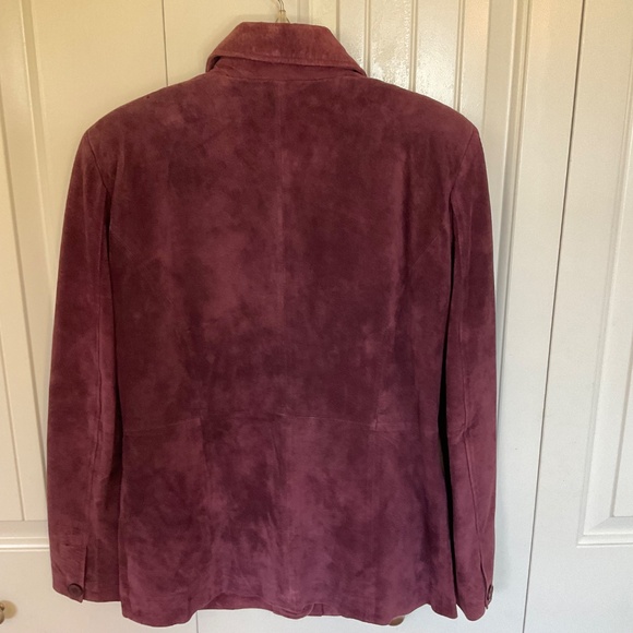 Vintage Atelier by B. Thomas wine burgundy suede leather blazer jacket Sz Small - Picture 4 of 16